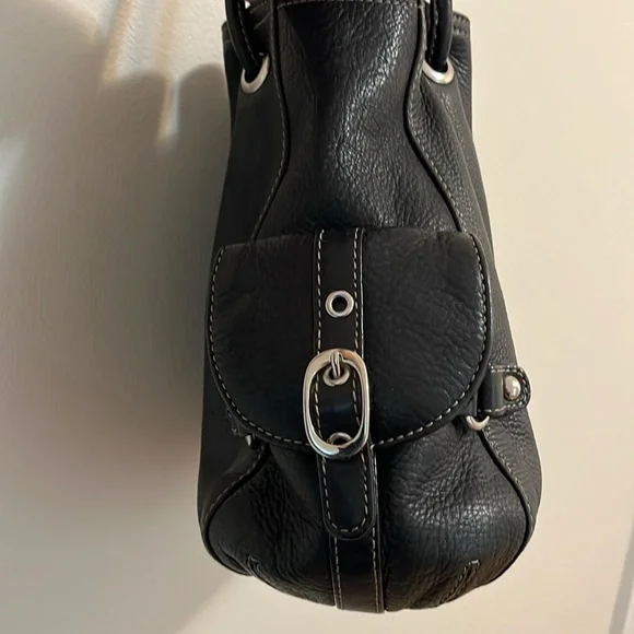 Luce genuine leather purse shoulder hand bag medium black bucket cinch style - Picture 5 of 16